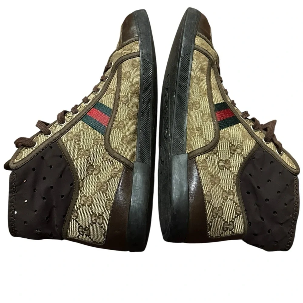 Gucci Men's Tan and Brown High-Top Sneakers size 10G
